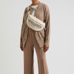 Varley Tan Ribbed Cardigan
